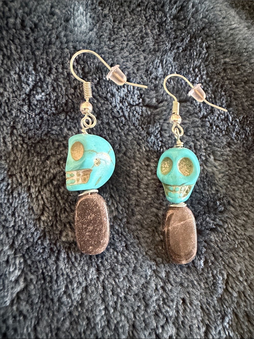 Turquoise Skull Dangle Earrings - Women Jewelry